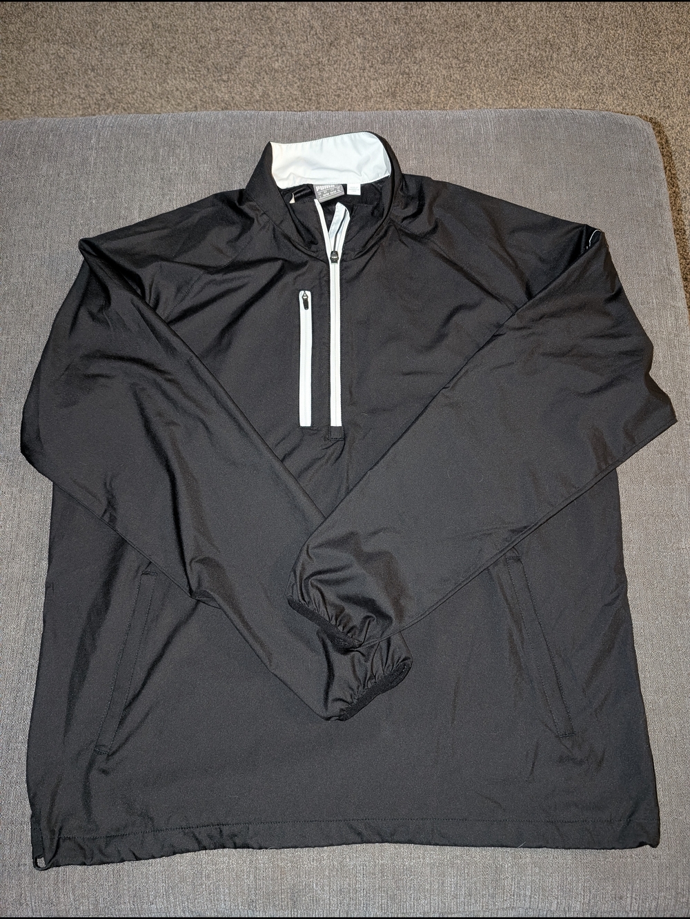 Puma Golf Black Pullover Jacket with White Zipper Accents